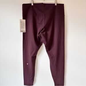 Lululemon NWT Wunder Train High Rise Tight Black Plum Leggings 28”, size 18